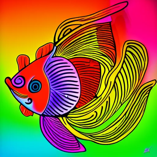 Prompt: koi fish neon colors by miro