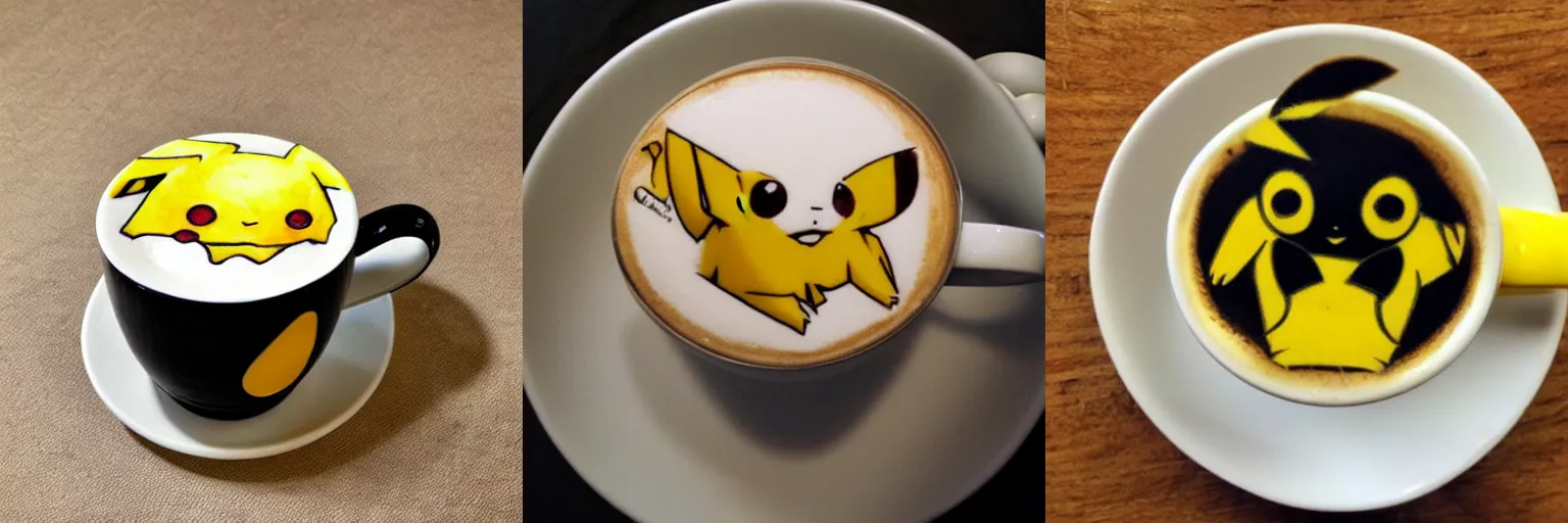 Prompt: latte art of pikachu