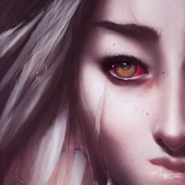 Image similar to illustration of a woman's eyes by artgerm and wlop and greg rutkowski, digital art, extreme detail, realistic lighting, cinematic composition, concept art, sharp focus, colorful, photorealistic eyes, 8 k