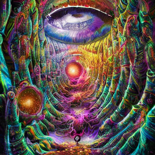 Prompt: portal into a psychotic and unstable dimension, vivid, hyper detailed, chaotic, bizarre, insane, digital art,