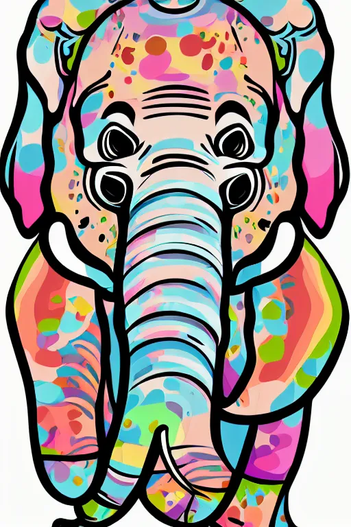 Image similar to A portrait of a baby elephant, sticker, colorful, illustration, smooth and clean vector curves, no jagged lines, vector art, smooth