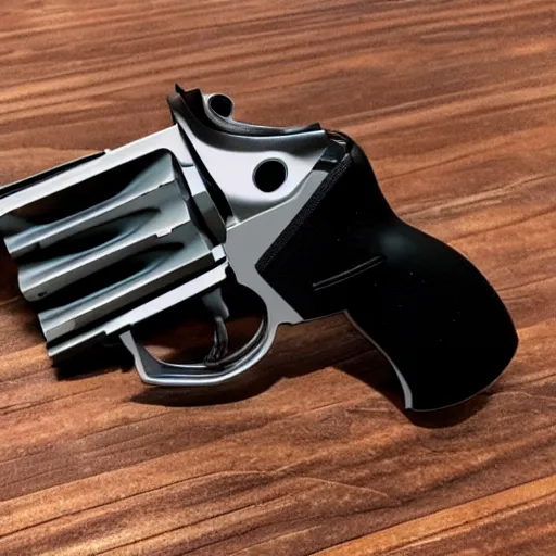 Image similar to a 3 d printed, magazine fed revolver. 4 k, hdr, photo taken on an iphone 1 2.