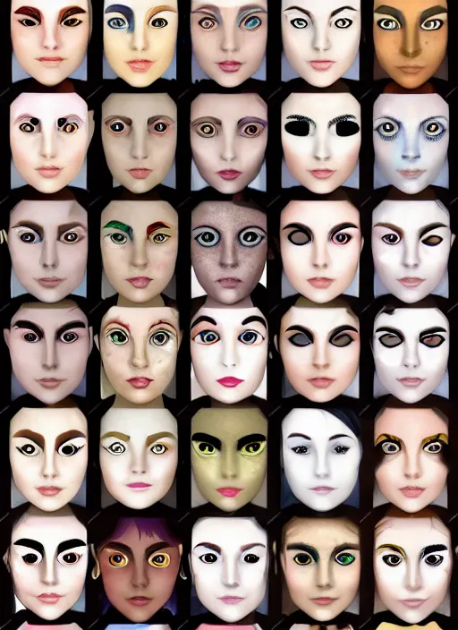 Image similar to diverse eyes!, dot pupils, advanced art, art styles mix, from wikipedia, grid of styles, various eye shapes