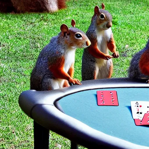 Image similar to a meeting of squirrels playing poker