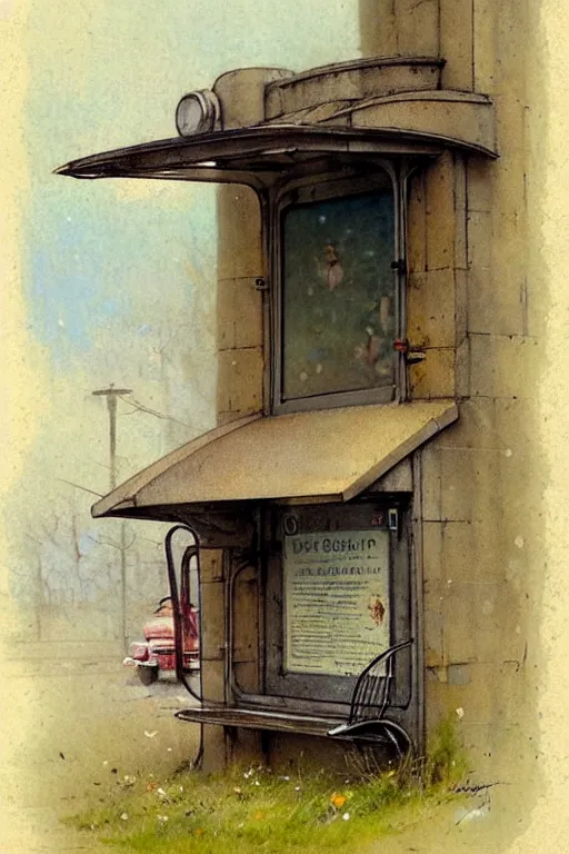 Image similar to (((((1950s bus stop . muted colors.))))) by Jean-Baptiste Monge !!!!!!!!!!!!!!!!!!!!!!!!!!!