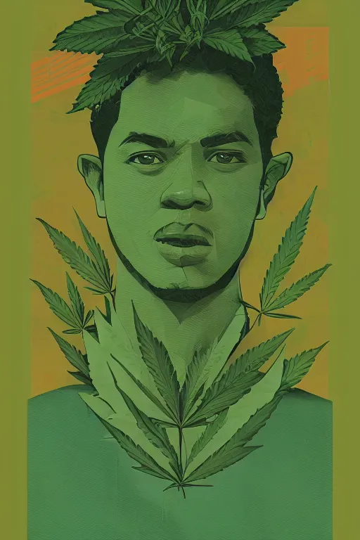 Image similar to marijuana profile picture by sachin teng, miami, organic painting, asymmetrical, green, marijuana smoke, matte paint, hard edges, energetic, 3 d shapes, smoke