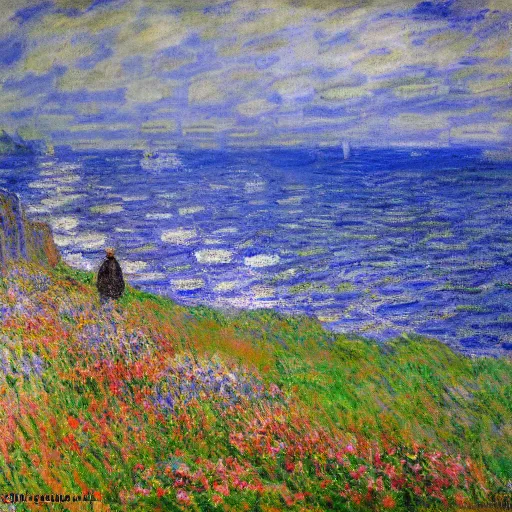 Prompt: the giants causeway painted by claude monet