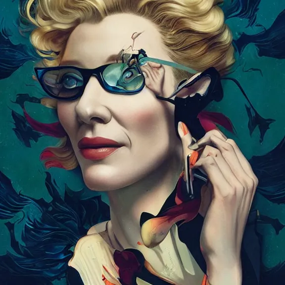 Image similar to cate blanchett, by Sachin Teng + Karol Bak + Rolf Armstrong