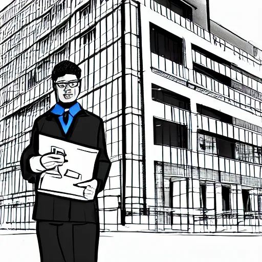 Image similar to civil engineer in front of building under construction, hand drawn, sketch