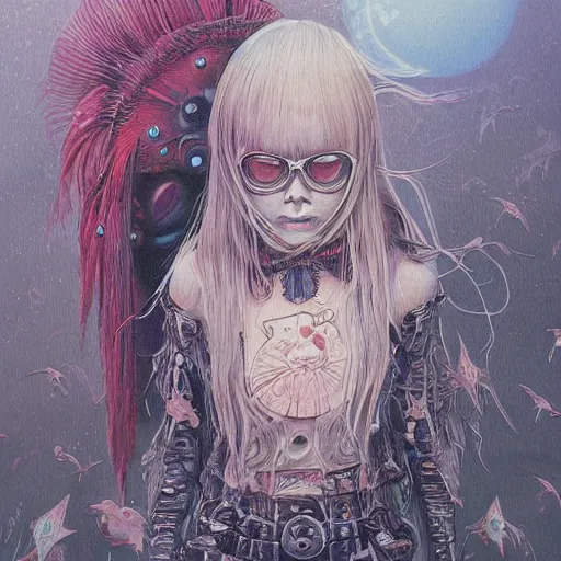 Image similar to original jean giraud art painting pastel goth aesthetic, creepy kawaii, highly detailed, rossdraws