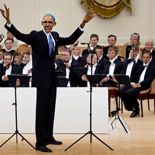 Prompt: Barack Obama conducting a symphony, 4K resolution