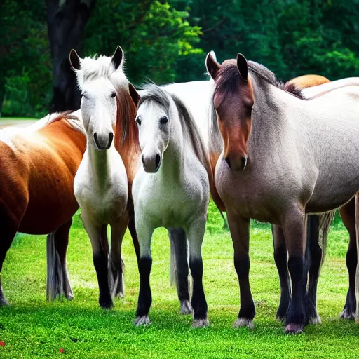 Prompt: a herd of horses nature photo