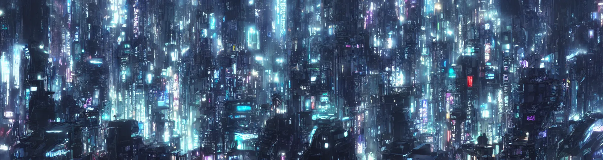 Image similar to highly detailed futuristic cyberpunk city, matte painting, from the anime film Ghost in the Shell, trending on pixiv