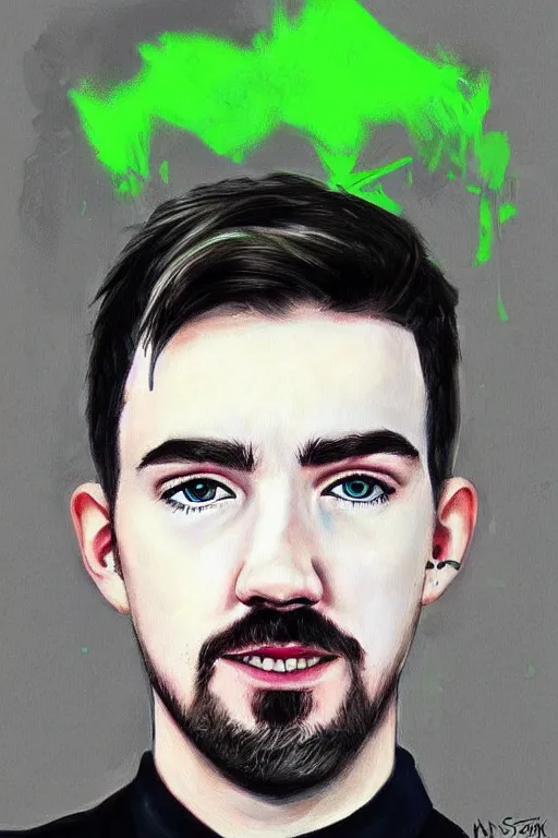 Image similar to Sean McLoughlin, Jacksepticeye, Irish Youtuber, solo portrait, let's gooooo! 🎨🖌️