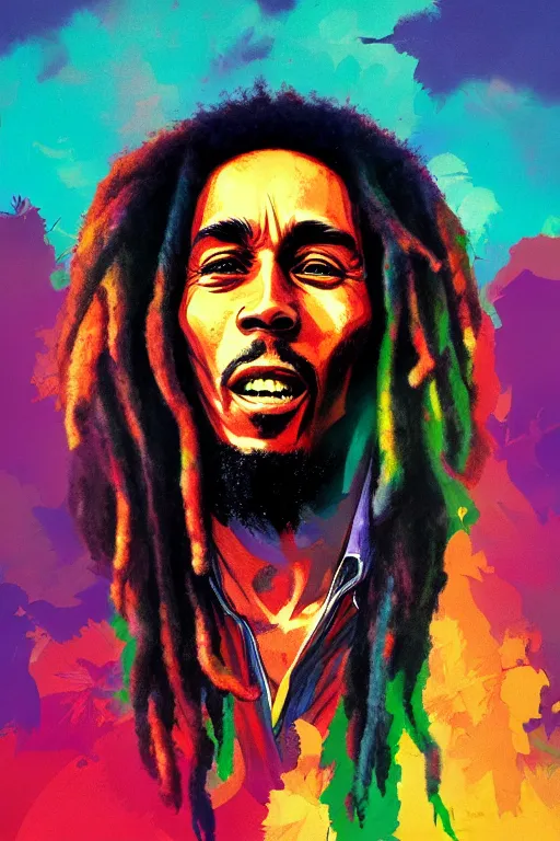 Image similar to bob marley, manga cover art, detailed color portrait, artstation trending, 8 k, greg rutkowski