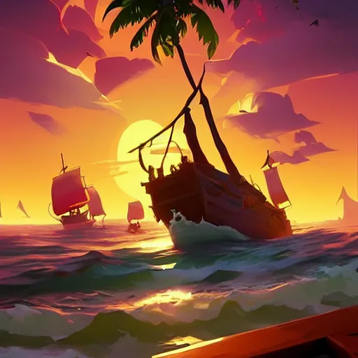 Image similar to painting treasure on sea of thieves game smooth median photoshop filter cutout vector, behance hd by jesper ejsing, by rhads, makoto shinkai and lois van baarle, ilya kuvshinov, rossdraws global illumination