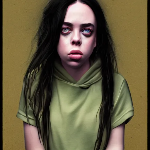 Image similar to cartoon painting of billie eilish by michal karcz | loony toons style