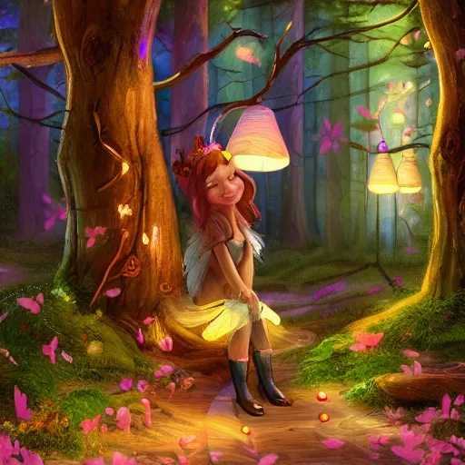 Prompt: a woodland clothing store run by a fairy princess 4 k ultra detailed colorful cute artstation trending enigmatic lighting soft bokeh diffuse