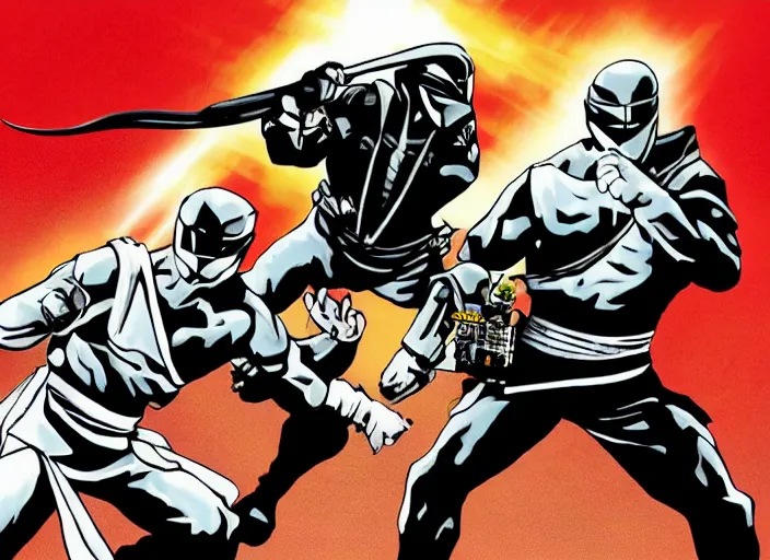 Image similar to Snake Eyes and white ninja fighting