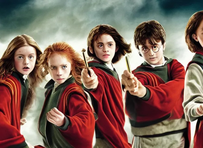 Prompt: a kodachrome film still of harry potter and the goblet of fire