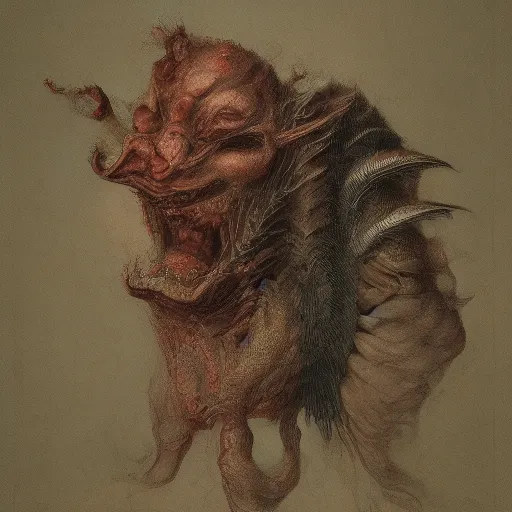 Image similar to bizarre bestiary of repressed unconscious emotional monsters and creatures