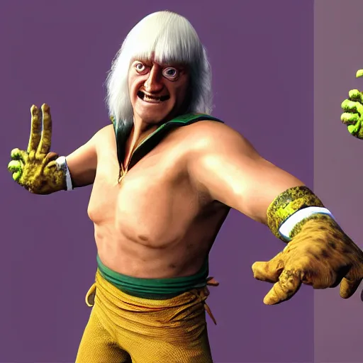 Prompt: jimmy savile as mortal kombat goro, unreal engine, realistic,