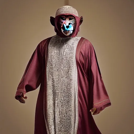 Prompt: monkey wearing arabic clothes