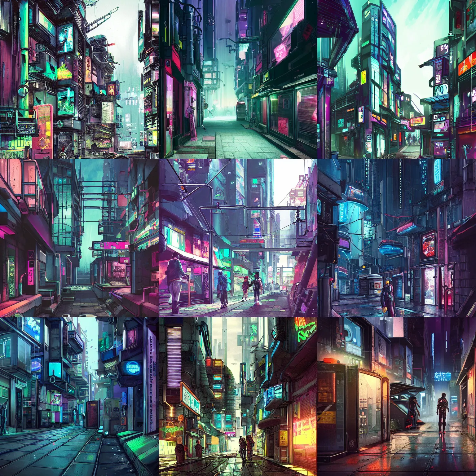 Prompt: cyberpunk backstreets of a futuristic city madgwick lee