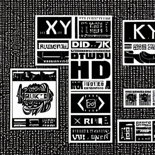 Image similar to black on white graphic design stickers in style of david rudnick, eric hu, y 2 k, brutalism