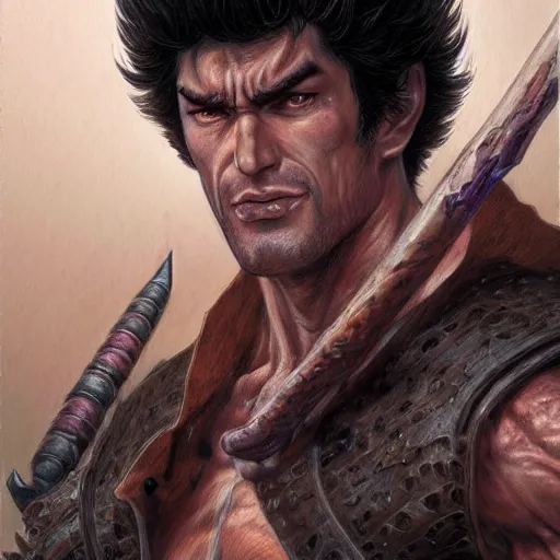 Prompt: Kenshiro as a fantasy D&D character, portrait art by Donato Giancola and James Gurney, digital art, trending on artstation