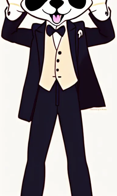 Image similar to furry ferret, anime style, formal suit, full body, disney style