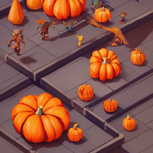 Prompt: isometric various pumpkins, video game prop design, 2 d game fanart behance hd by jesper ejsing, by rhads, makoto shinkai and lois van baarle, ilya kuvshinov, rossdraws global illumination