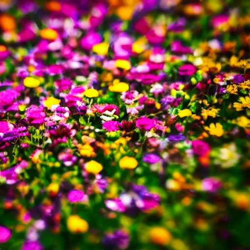 Image similar to Colorful flower blossoming, climax, overwhelming, brilliant, cinematic, epic, 8k, sharp focus, color grain 35mm, tilt-shift, dslr