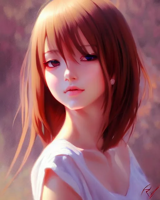 Image similar to portrait Anime girl cute-fine-face, pretty face, realistic shaded Perfect face, fine details. Anime. realistic shaded lighting by Ilya Kuvshinov Giuseppe Dangelico Pino and Michael Garmash and Rob Rey