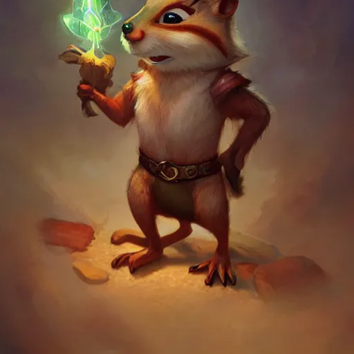 Image similar to anthropomorphic druidic chipmunk casting a spell, DnD character art portrait, matte fantasy painting, DeviantArt Artstation, by Jason Felix by Steve Argyle by Tyler Jacobson by Peter Mohrbacher, cinematic lighting