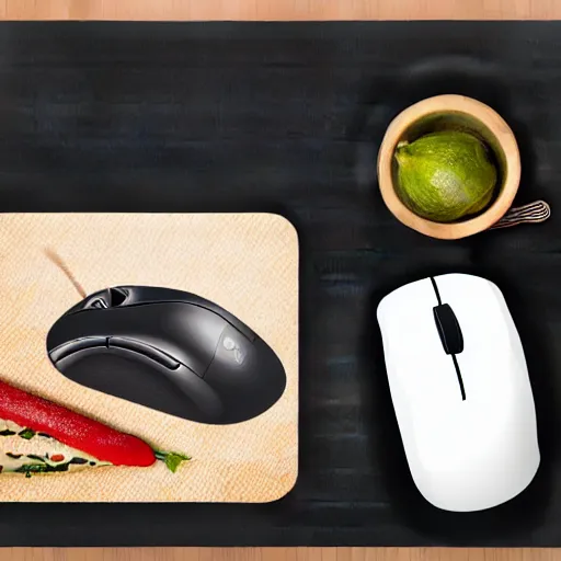 Prompt: a computer mouse on a mousepad, food photography