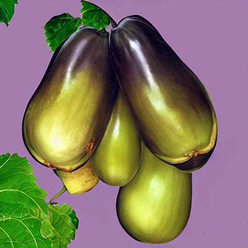 Image similar to an eggplant fruit still on the vine