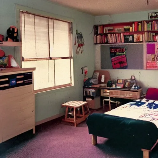 Image similar to a photo of the typical nambour, 1 0 year old boy's bedroom in the year 1 9 9 4