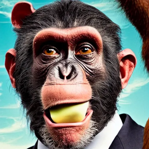 Prompt: saul goodman is a chimp hybrid with a machine gun, still from netflix