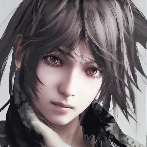 Image similar to highly detailed portrait of a cute young lady by Yoji Shinkawa, 4k resolution