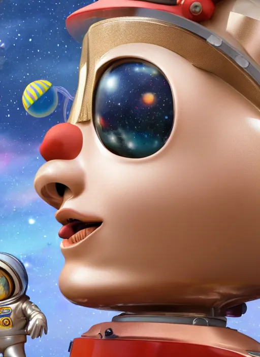 Image similar to closeup profile portrait of tin toy emma watson spacegirl astronaut, bikini, depth of field, zeiss lens, detailed, symmetrical, centered, fashion photoshoot, by nicoletta ceccoli, mark ryden, lostfish, breathtaking, 8 k resolution, extremely detailed, beautiful, establishing shot, artistic, hyperrealistic, octane render
