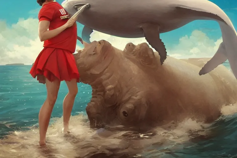 Image similar to a whale who loves patrick mahomes and the nfl by greg rutkowski, rossdraws, gil elvgren, enoch bolles, anime, very coherent