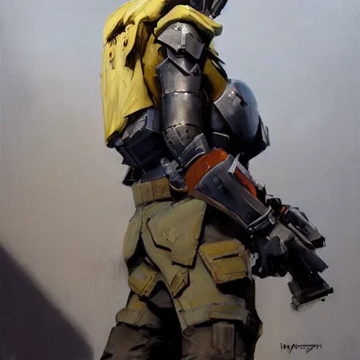 Image similar to greg manchess portrait painting of partially armored banksy as overwatch character, medium shot, asymmetrical, profile picture, organic painting, sunny day, matte painting, bold shapes, hard edges, street art, trending on artstation, by huang guangjian, gil elvgren, ruan jia, randy vargas, greg rutkowski