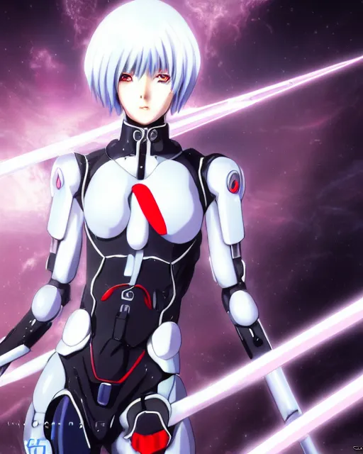 Image similar to female anime character, rei ayanami, cyborg, eye of providence, by noriyoshi ohrai, by wojtek siudmak, hellscape, mind character, hd, 8 k!!, 4 k!!, ultra hd!!, environmental