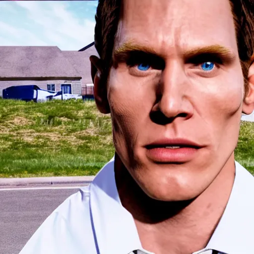 Image similar to Live Action Still of Jerma in Breaking Bad, real life, hyperrealistic, ultra realistic, realistic, highly detailed, epic, HD quality, 8k resolution, body and headshot, film still