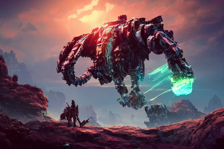 Image similar to tremortusk machine mecanical creature robot of horizon forbidden west horizon zero dawn bioluminiscence global illumination ray tracing hdr fanart arstation by ian pesty and alena aenami artworks in 4 k