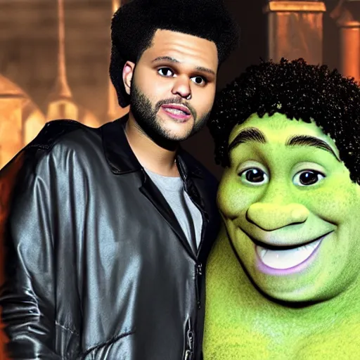 Image similar to the weeknd as shrek