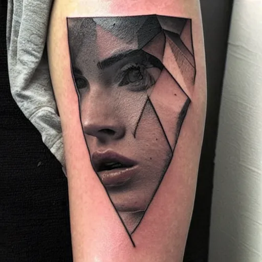 Image similar to megan fox as beautiful mountains, double exposure effect, medium sized tattoo sketch, amazing detail, trending on pinterest, in the style of alexey poprotskiy