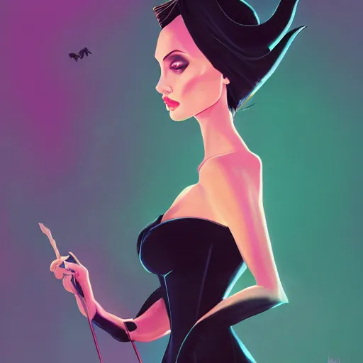 Prompt: portrait of angelina jolie as maleficent, dark forest at nighttime, background, rich vivid colors, ambient lighting, dynamic lighting, 4k, official media, anime key visual, makoto shinkai, ilya kuvshinov, lois van baarle, rossdraws, detailed, trending on artstation