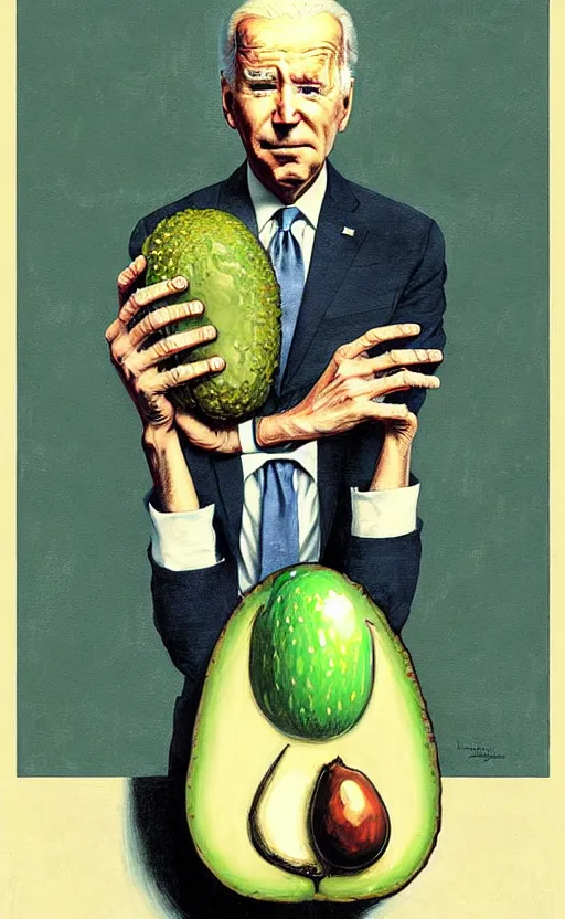 Image similar to joe biden avocado painting propaganda poster by chiara bautista, beksinski and norman rockwell and greg rutkowski weta studio, and lucasfilm